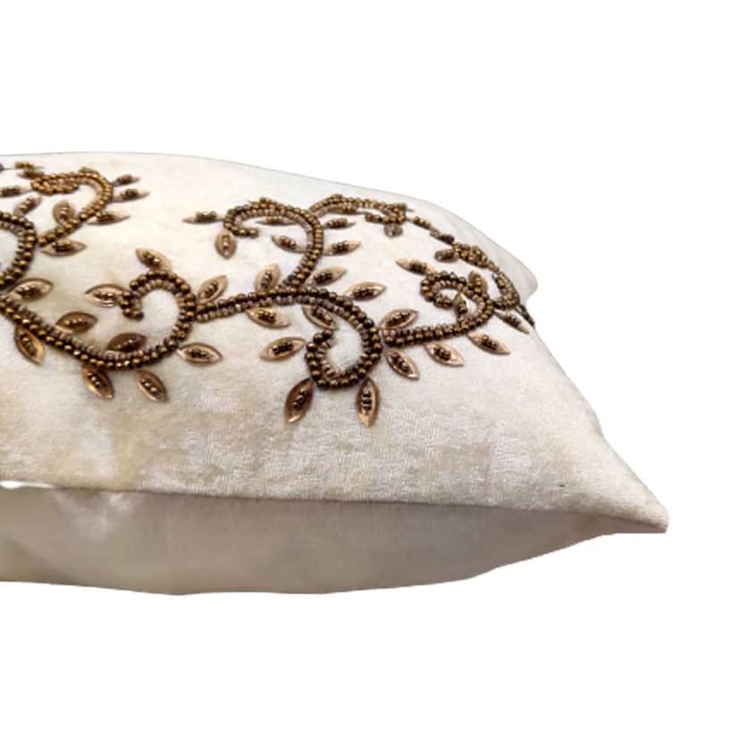 Red Cream Maroon Set of 5 Ethnic Beaded Embroidered Square Cushion Covers Combo for Sofa Home Bedroom view 7