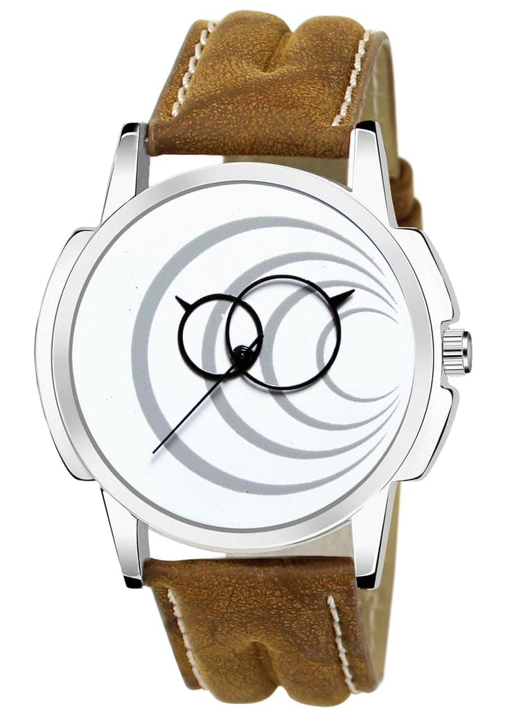 White Round Analog Watch for Men LR63