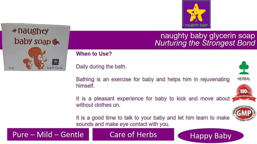 naughty baby soft & gentle Orange soap bar with Badam Oil and Rakhta Chandan. Pack of 3x75 gm view 6