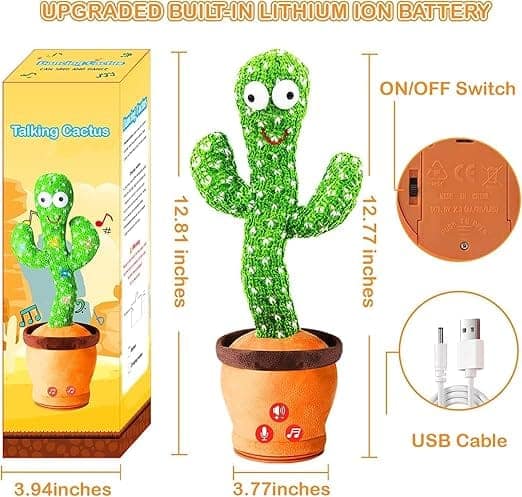 Dancing The Cactus Plush Toy with USB Charging and LED Lights view 4