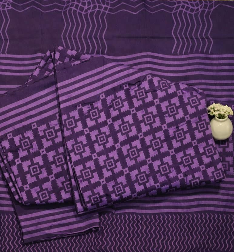 Handcrafted Dabu Print Cotton Dress Material – 3 Piece Set