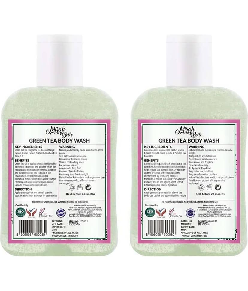 Mirah Belle Green Tea Body Wash Anti - Aging - Kills Virus, Germs and Bacteria Body Wash 500 mL Pack of 2 view 2