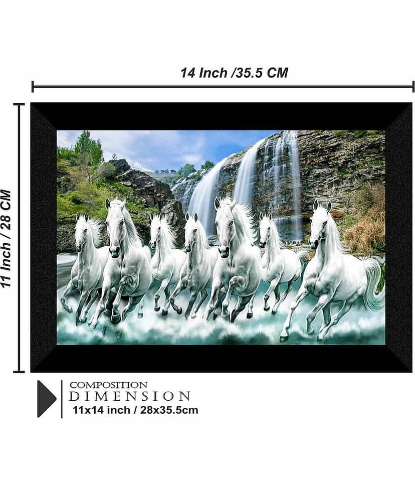 SNDArt Vastu 7 Running Horses Wall Paintings For Living Room 11 x 14 inch view 2