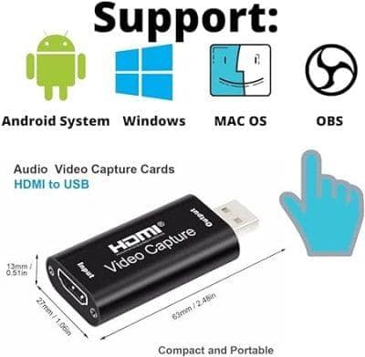 HDMI 4K Video Capture Card, Game Capture Card, Cam Link Card, Video Capture Device HDMI to USB 2.0 for Gaming, Streaming, Compatible with Nintendo Switch, PS3/4, Xbox One view 2