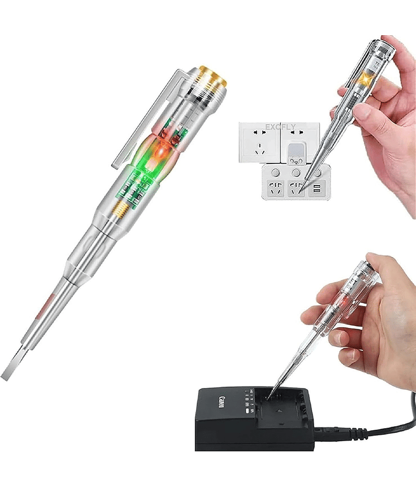 Electrical Tester Pen, 70-250V Induction Power Detector Pen Electrical Screwdriver Circuit Tester, Electrical Tester Pen with LED Color Light, Non-Contact AC Voltage Tester Pen.