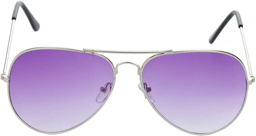 Hrinkar Unisex Round Sunglasses Silver Frame, Grey & Violet Lens (Medium) - Pack of 2 view 3