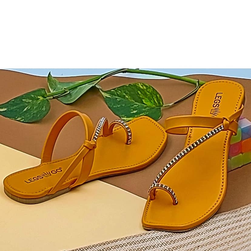 LEGS GO Stylish work Straps flats Fancy Sandal for Women | Casual | Mustard Yellow | view 5