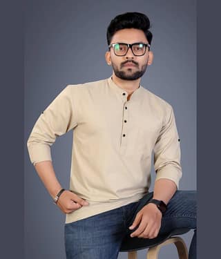 Nofilter Cotton Blend Plain Regular Kurta For Men ( Light Green )
