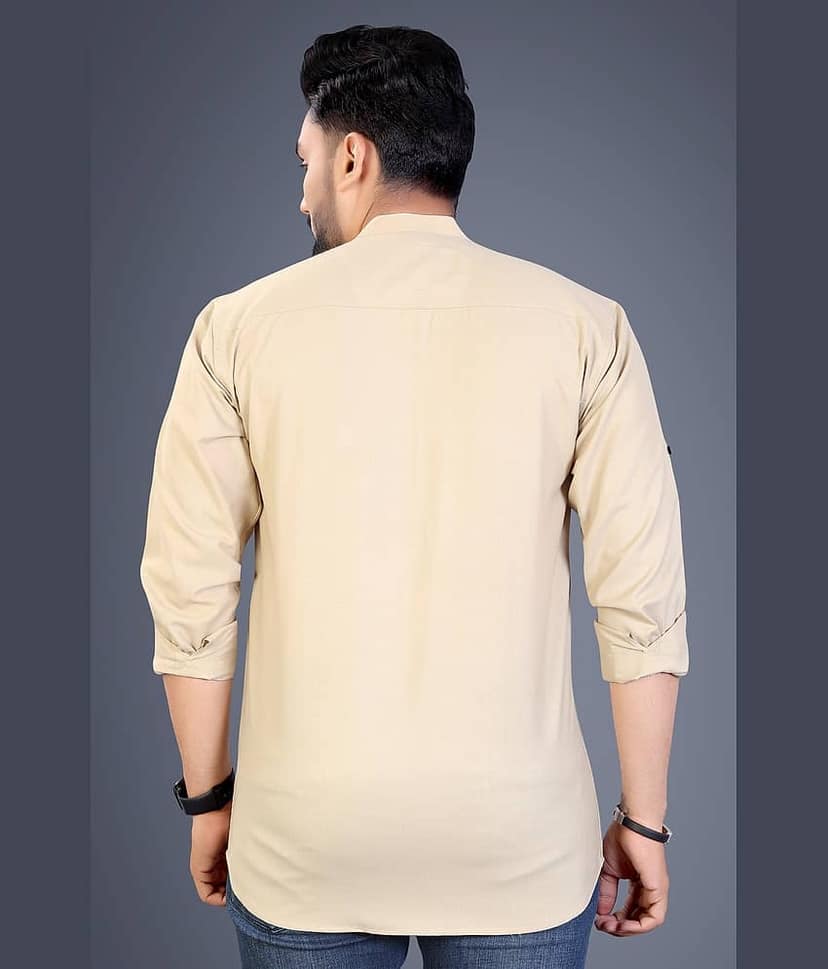 Nofilter Cotton Blend Plain Regular Kurta For Men ( Light Green ) view 2