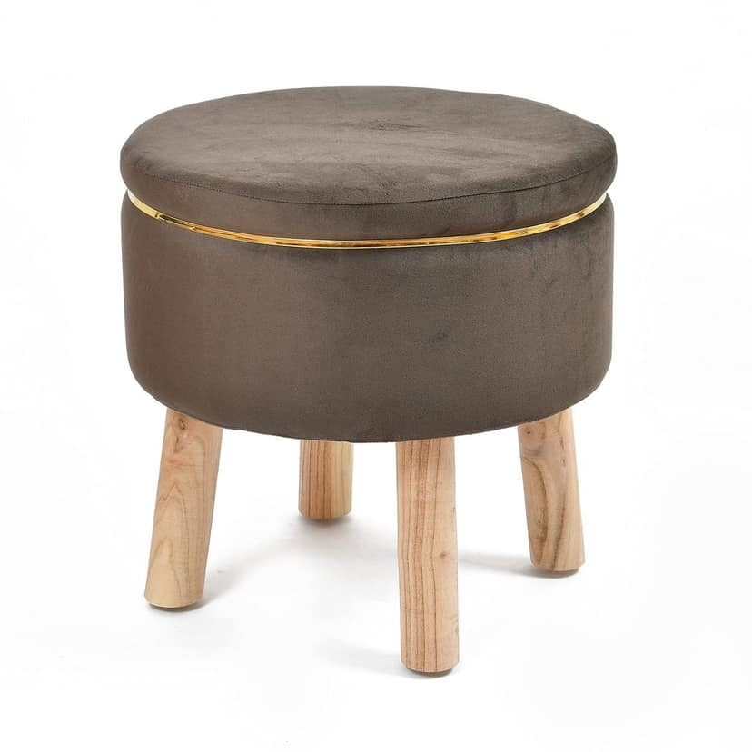 SmartKart Ottoman Pouffe Stool for Living Room Poof Sitting Furniture Footrest Pouffe for Sitting | Foot Stool for Office, 16x16x16 Inch, Brown (Combo, Umber) view 2