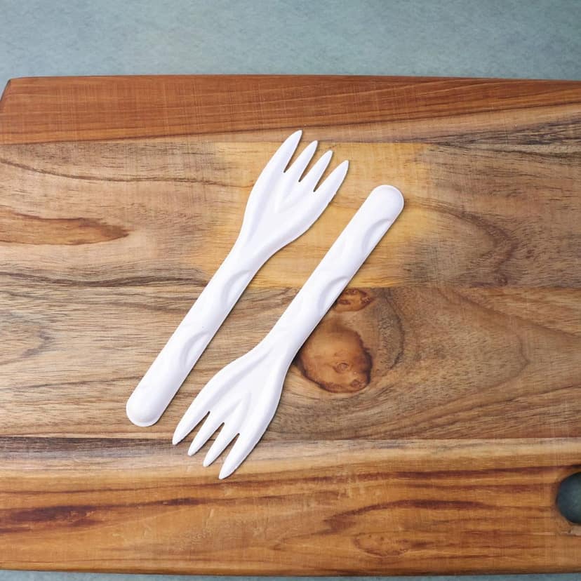 Compostable Bagasse Forks – Strong Eco-Friendly Disposable Cutlery 10-Pack view 2
