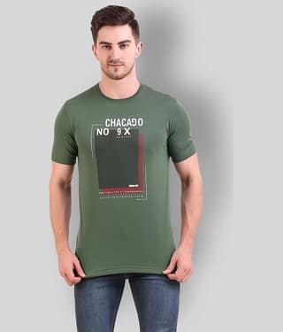 Bravezi Pack of 1 Cotton Blend Slim Fit Men's T-Shirt ( Green )