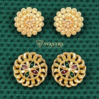 Vivastri Premium Gold Plated Alloy Stud Earrings Combo for Women & Girls Pack of 2