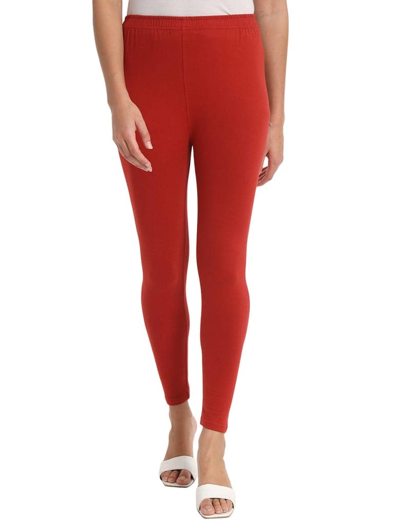SOFT COLORS Women's Skinny Fit Ethnic Wear Ankle Length Leggings (Rust) view 2