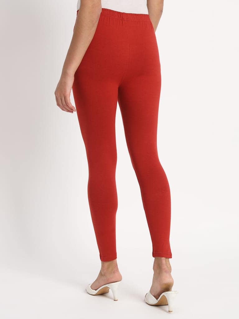 SOFT COLORS Women's Skinny Fit Ethnic Wear Ankle Length Leggings (Rust) view 3