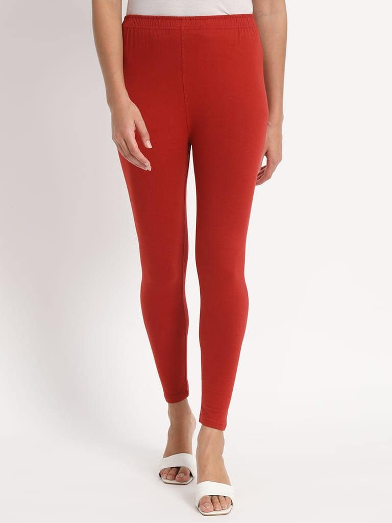 SOFT COLORS Women's Skinny Fit Ethnic Wear Ankle Length Leggings (Rust) view 5