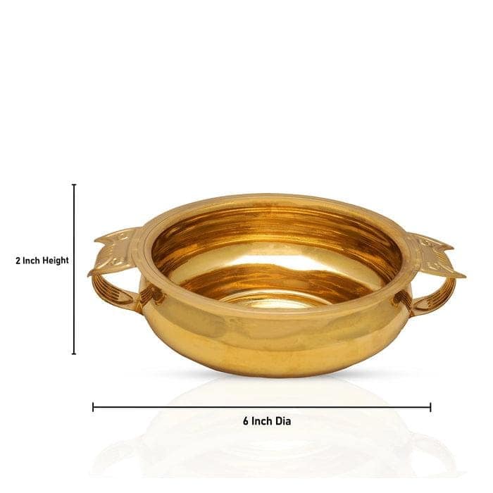Being Classic Golden Brass Plain Urli Bowl with Handles – 6 Inch view 2