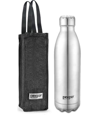 Pexpo 1500ml 24 Hrs Hot and Cold Flask with Jute-bag, Electro Vacuum insulated Bottle (Pack of 1, Silver)