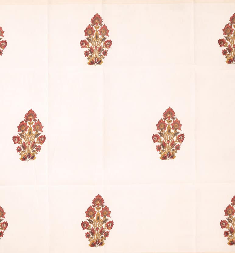 Block Printed Chanderi Stole – Traditional Floral Motif view 3