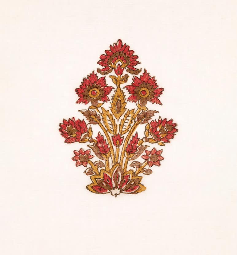 Block Printed Chanderi Stole – Traditional Floral Motif view 4