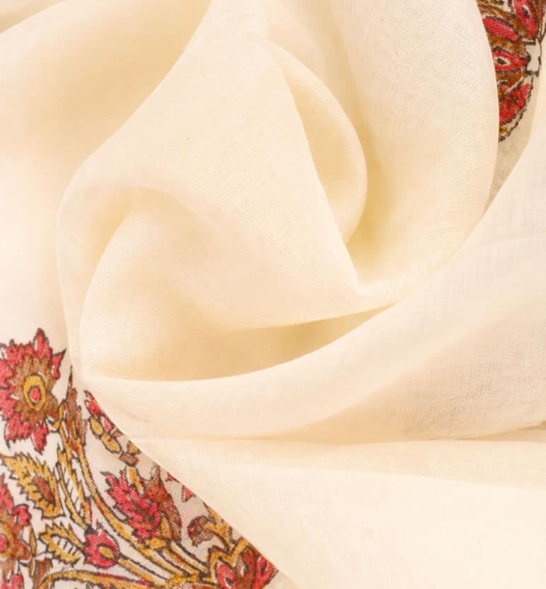 Block Printed Chanderi Stole – Traditional Floral Motif view 5