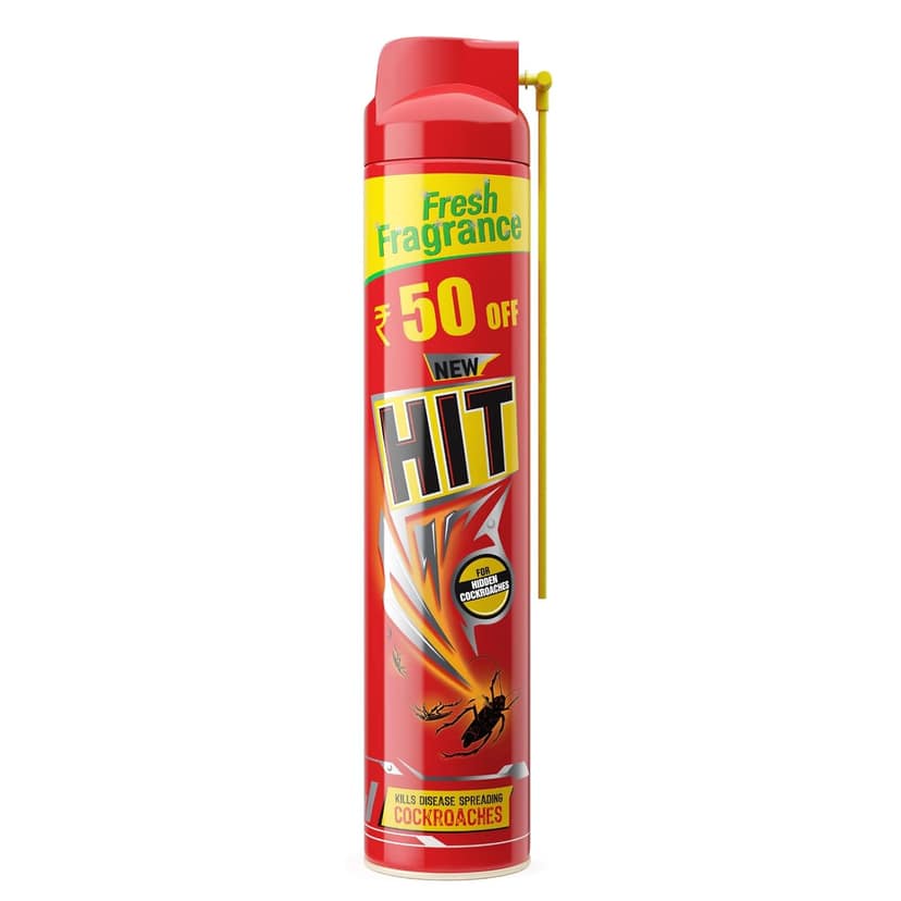 Hit Crawling Insect Killer Cockroach Killer Spray, Instant Kill, Deep-Reach Nozzle, Fresh Fragrance, 625Ml
