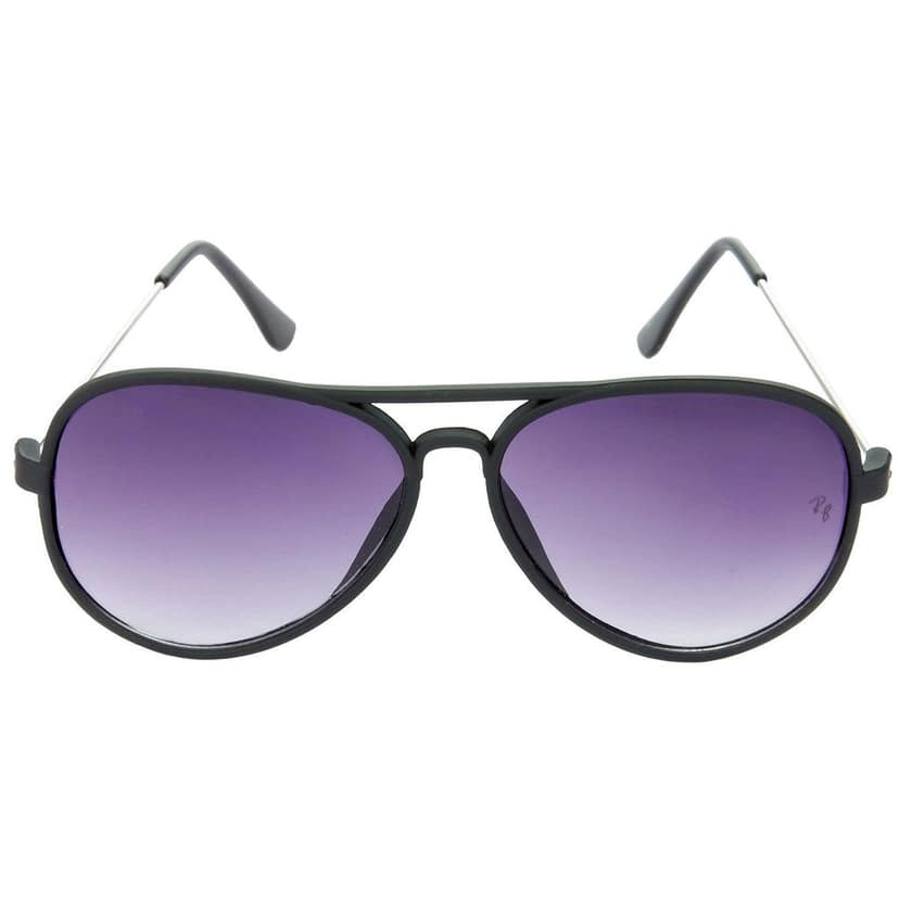 HRINKAR Pilot And Rectangular Stylish Sunglasses For Men And Women (Grey And Grey Lens | Black And Black Frame - HCMB325) With Free Paper 3D Glass view 3