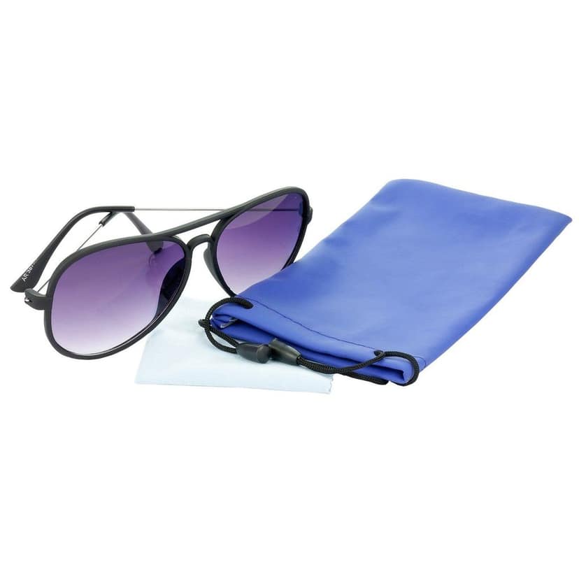 HRINKAR Pilot And Rectangular Stylish Sunglasses For Men And Women (Grey And Grey Lens | Black And Black Frame - HCMB325) With Free Paper 3D Glass view 5