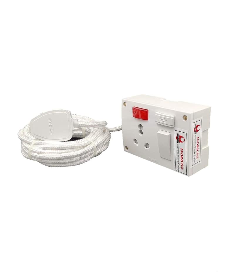INDRICO? 16a Extension Boards with Switch Polycarbonate, Indicator & Fuse with Cloth Cable White (Pack of 1) view 2