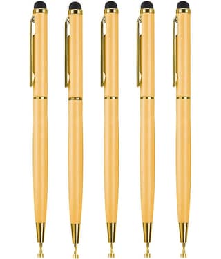 KK CROSI Sleek Design Pack of 5pcs Gold Colour Metal Pen with Stylus for Touch Screen Multi-function Pen (Pack of 5, Blue Ink)