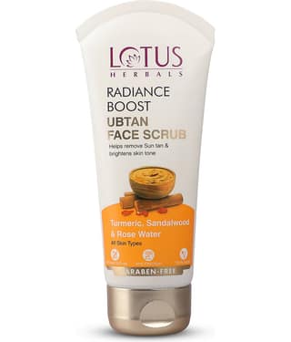 Lotus Herbals Radiance Boost Ubtan Face Scrub For Glowing Skin, Reducing Dark Spots, 100gm