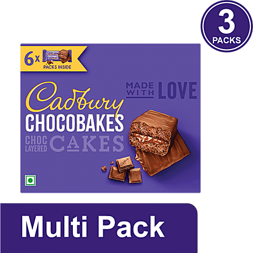 Cadbury Chocobakes Chocobakes Choc Layered Cakes - Family Pack, 3x114 g Multipack
