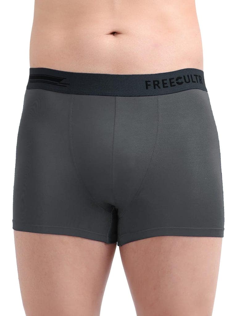FREECULTR Men's Underwear Anti Bacterial Micromodal Airsoft Trunk - Non Itch No Chaffing Sweat Proof - Pack of 1-Ash Grey