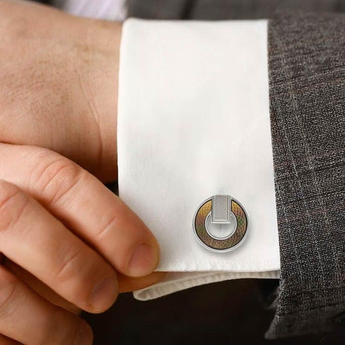 Silver Aurora Pearl (MOP) Limited Edition Cufflinks view 2
