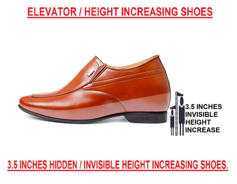 BXXY Men's 9 cm (3.5 Inch) Hidden Height Increasing Faux Leather Material Slip-on Formal Dress Shoes view 3