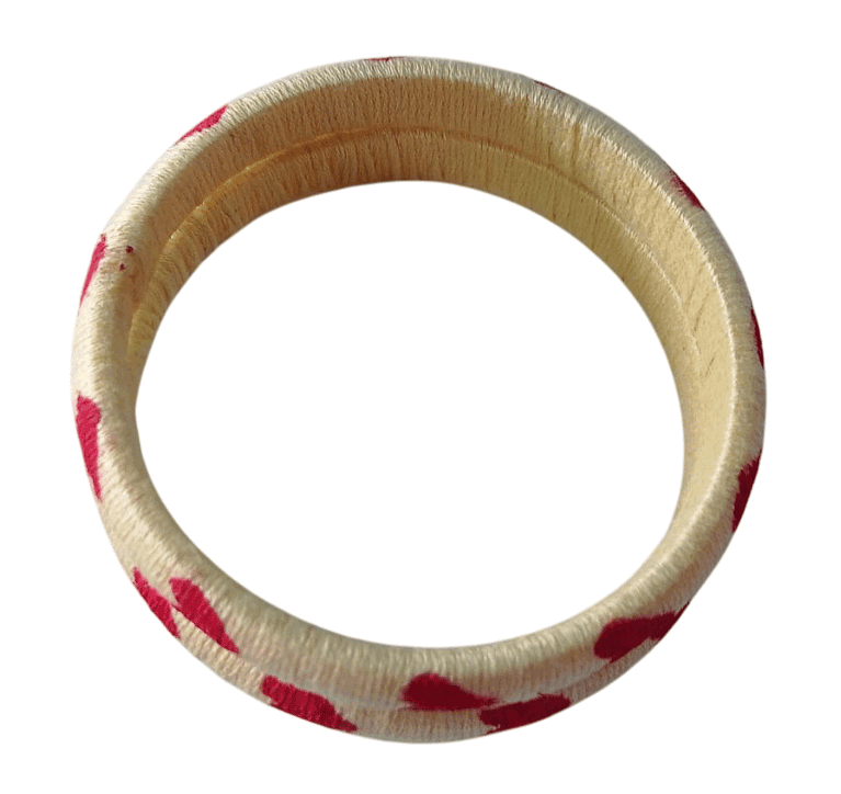 Red and Cream Heart Bangles | Handmade Silk Thread Bangles | Set of 2 | Perfect for Valentine's Day view 3