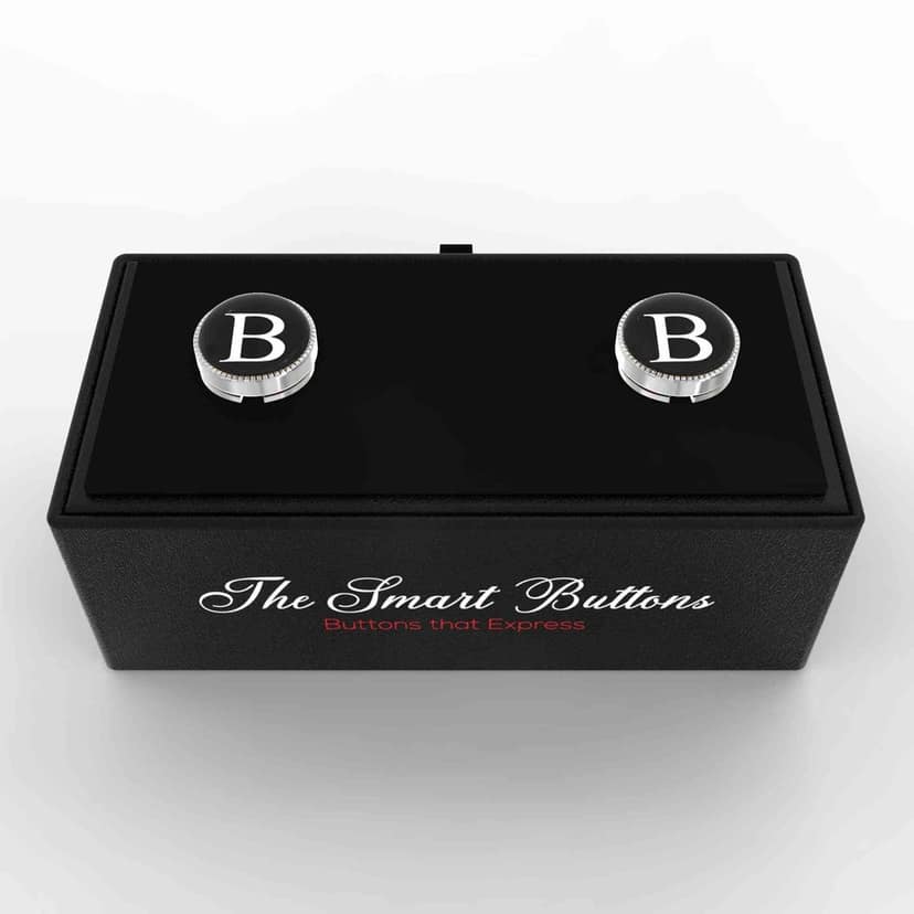 The Smart Buttons - Shirt Button Cover Cufflinks for Men - Personalized Initials - B view 3
