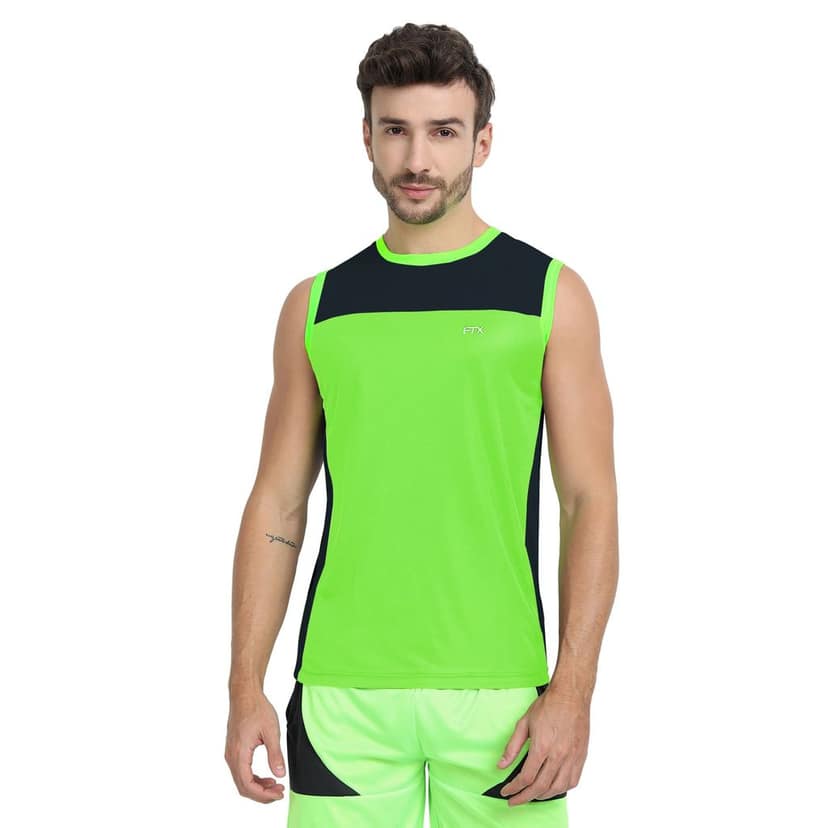 FTX Men Colorblock Round Neck Sleeveless Tshirt