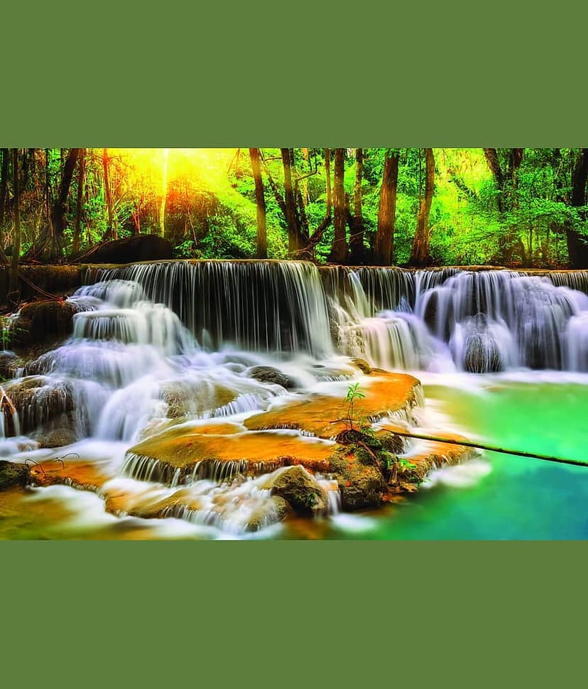 galaxy wooden art gallery Natural Waterfall Image Nature Sticker ( 30 x 45 cms )