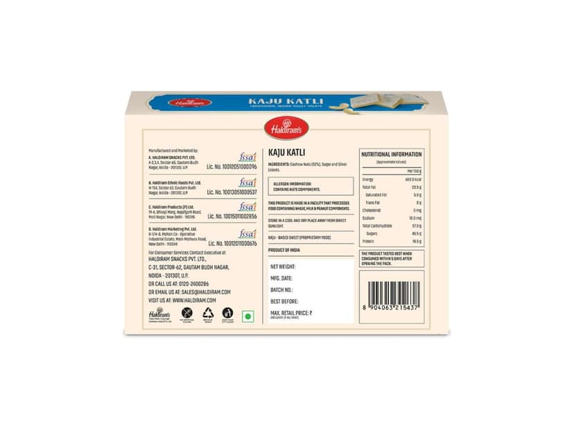 Haldiram's Kaju Burfee - 800 Gm - Pack of 2 view 2