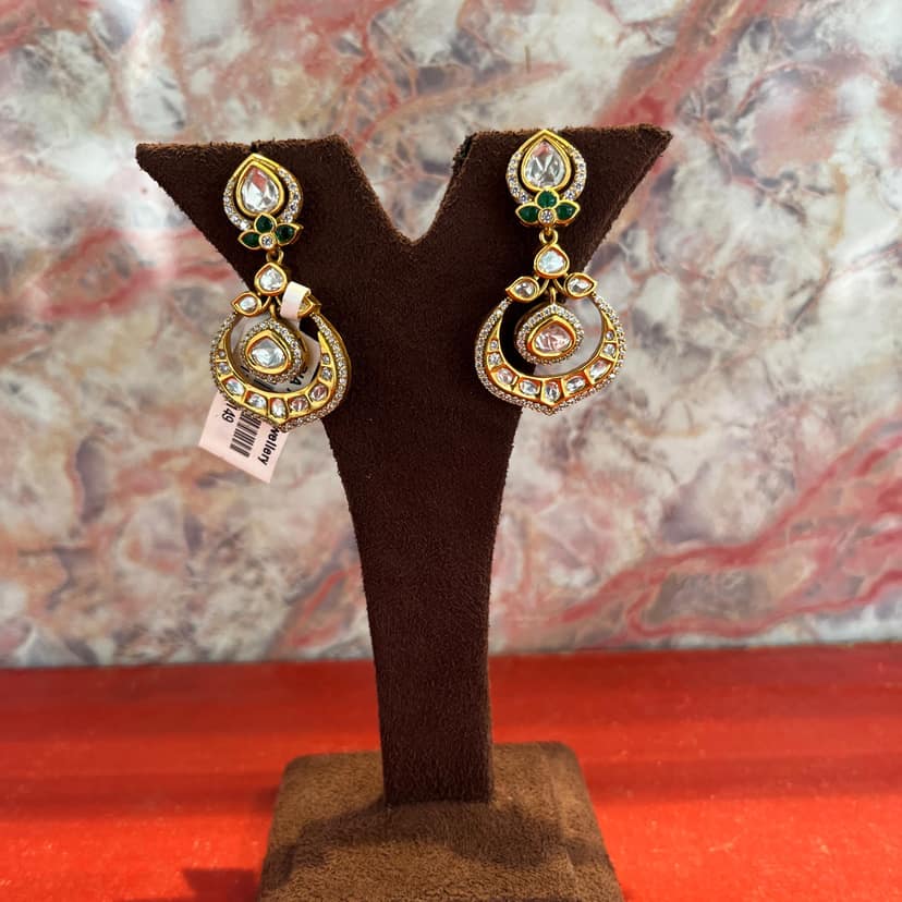 Kundan Chandbali Earrings By Dia Art Jewels view 3