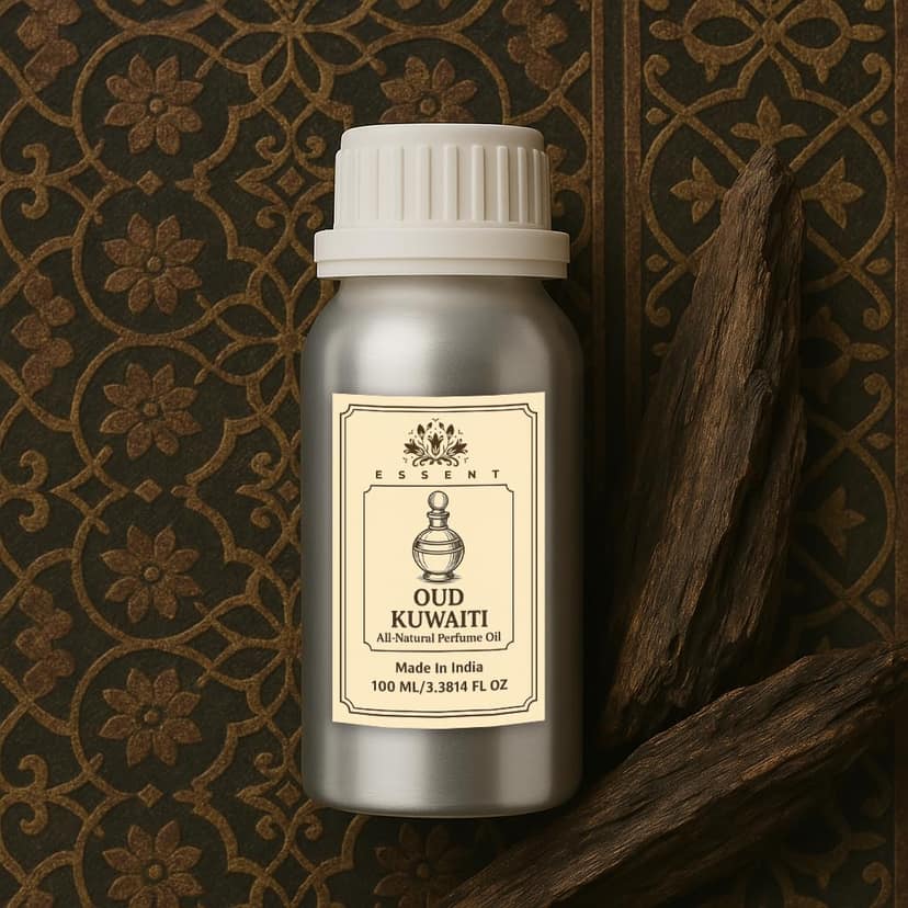 Essent Oud Kuwaiti Unisex Roll-On Attar 3.38 fl. oz. (100 ml) | Long-Lasting Natural Fragrance | Alcohol-Free Perfume Oil