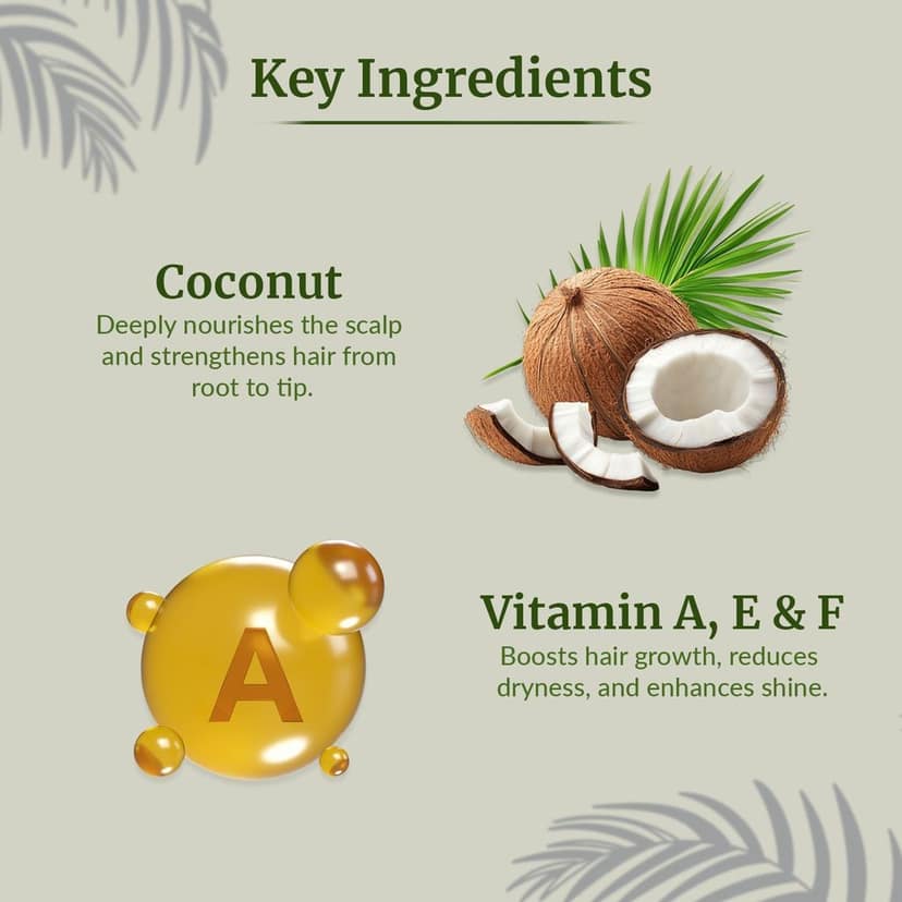 VI-JOHN NATURALE Coconut Enriched Hair Oil | Volumizing with Vitamin A.E & F | Natural Hair Growth | for All Hair Types | Men and Women | 300ML view 5