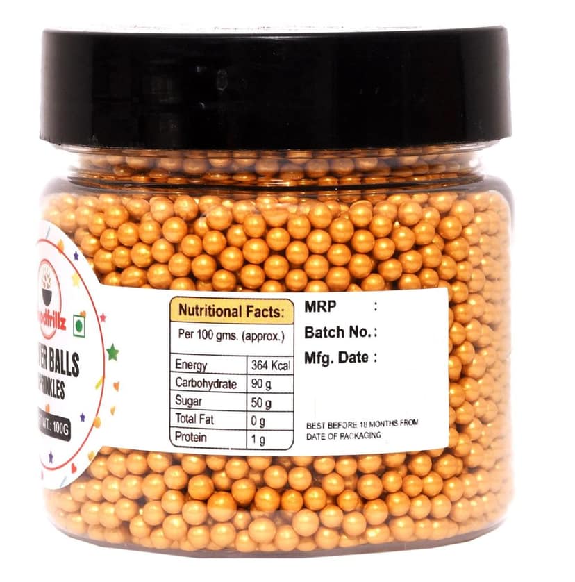 foodfrillz Premium Decorative Silver and Golden Balls Cake Sprinkles 100 g x 2 Jars view 2