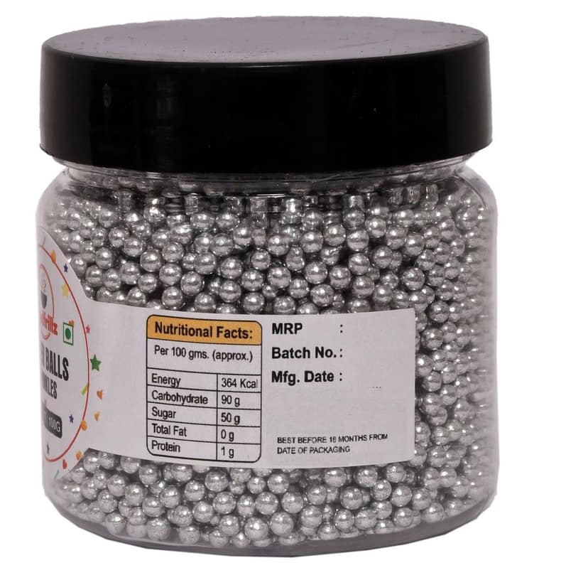foodfrillz Premium Decorative Silver and Golden Balls Cake Sprinkles 100 g x 2 Jars view 3
