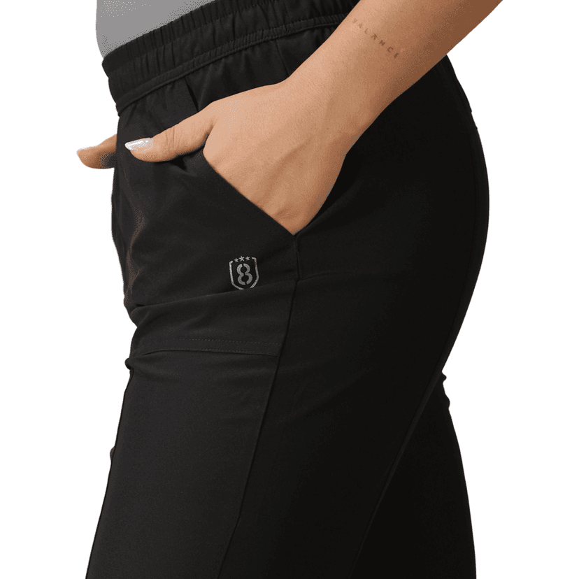 DOMIN8 Women's Elastic waist Solid Training Black Track Pants with Pockets view 2