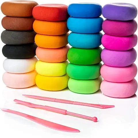 Eclet (Pack of 12) Air Dry Clay, Colorful Children Soft Clay, Creative Art Crafts, Gifts for Kids-Multi Color. Non-Toxic Modeling Magic Fluffy Foam Bouncing Clay Putty Kit for Kids with Tools view 2