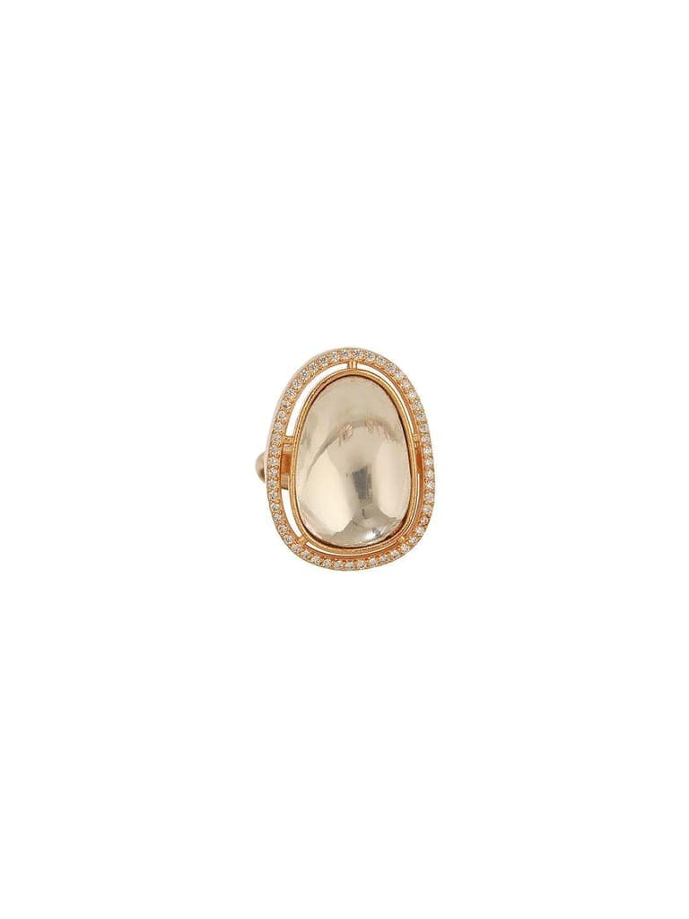 Gold Plated Kundan Mossanite Studded Minimal Bridal Handcrafted Adjustablle Finger Rings view 8
