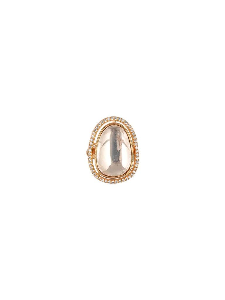Gold Plated Kundan Mossanite Studded Minimal Bridal Handcrafted Adjustablle Finger Rings view 9