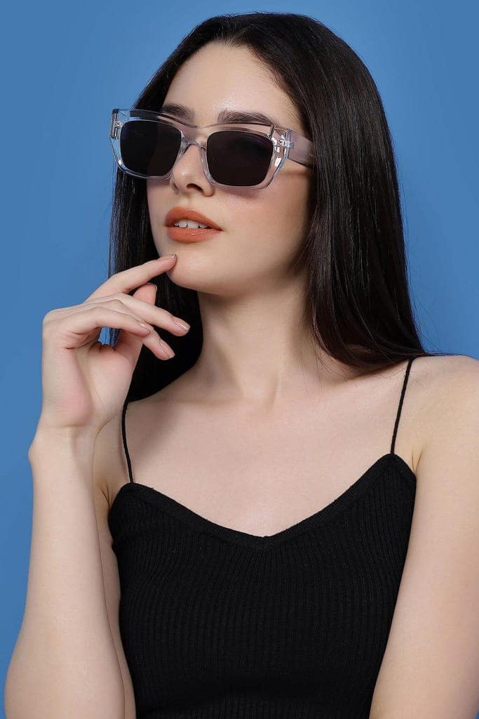 Eyenaks Full Rim Unisex Sunglasses | UV400 Protection | Retro Design | Durable Metal Hinges | Black Lens | Pack Of 1 (Transparent) view 5